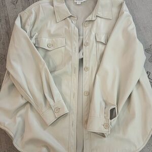 Good American Light Beige vegan Leather Shacket